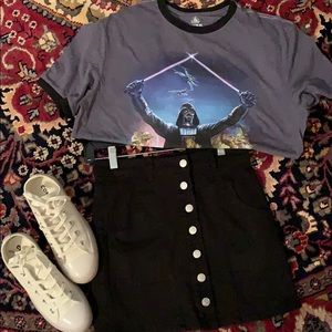 Black Denim Mini Skirt